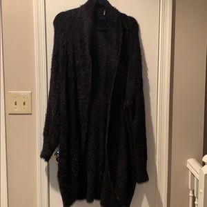 Free People, long, shawl collar cardigan.
